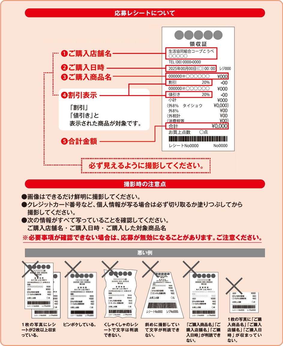 レシート撮影時の注意点はこちらをご覧ください